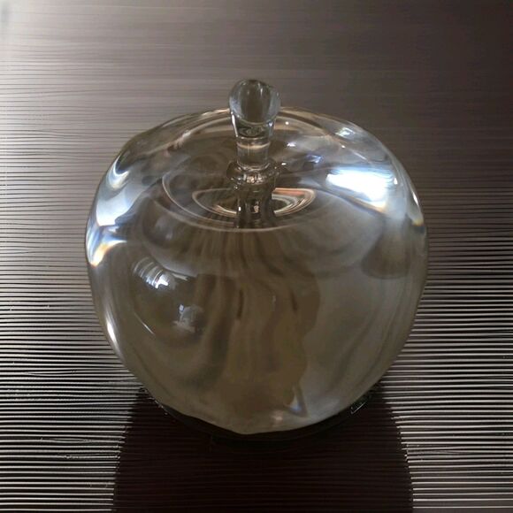 APPLE Ultra Clear Glass PAPERWEIGHT Smooth Pontil Heavyweight Gift - Picture 3 of 11